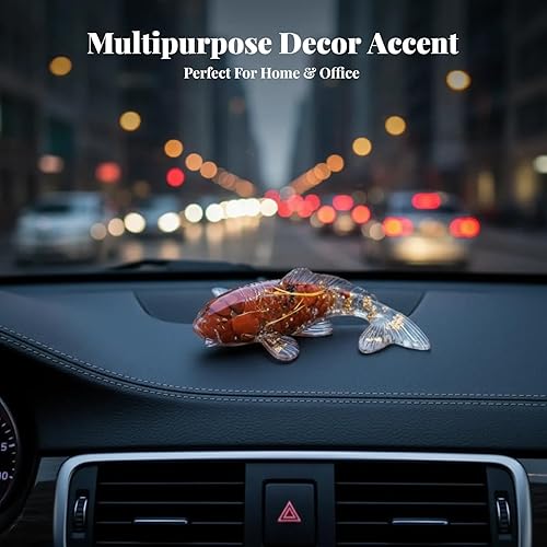 Vista 4 de Fenteer Estatua de cristal Koi Fish de 2.3 pulgadas, diseño de pez dorado de la suerte, decoración de escritorio para decoración de lavandería
