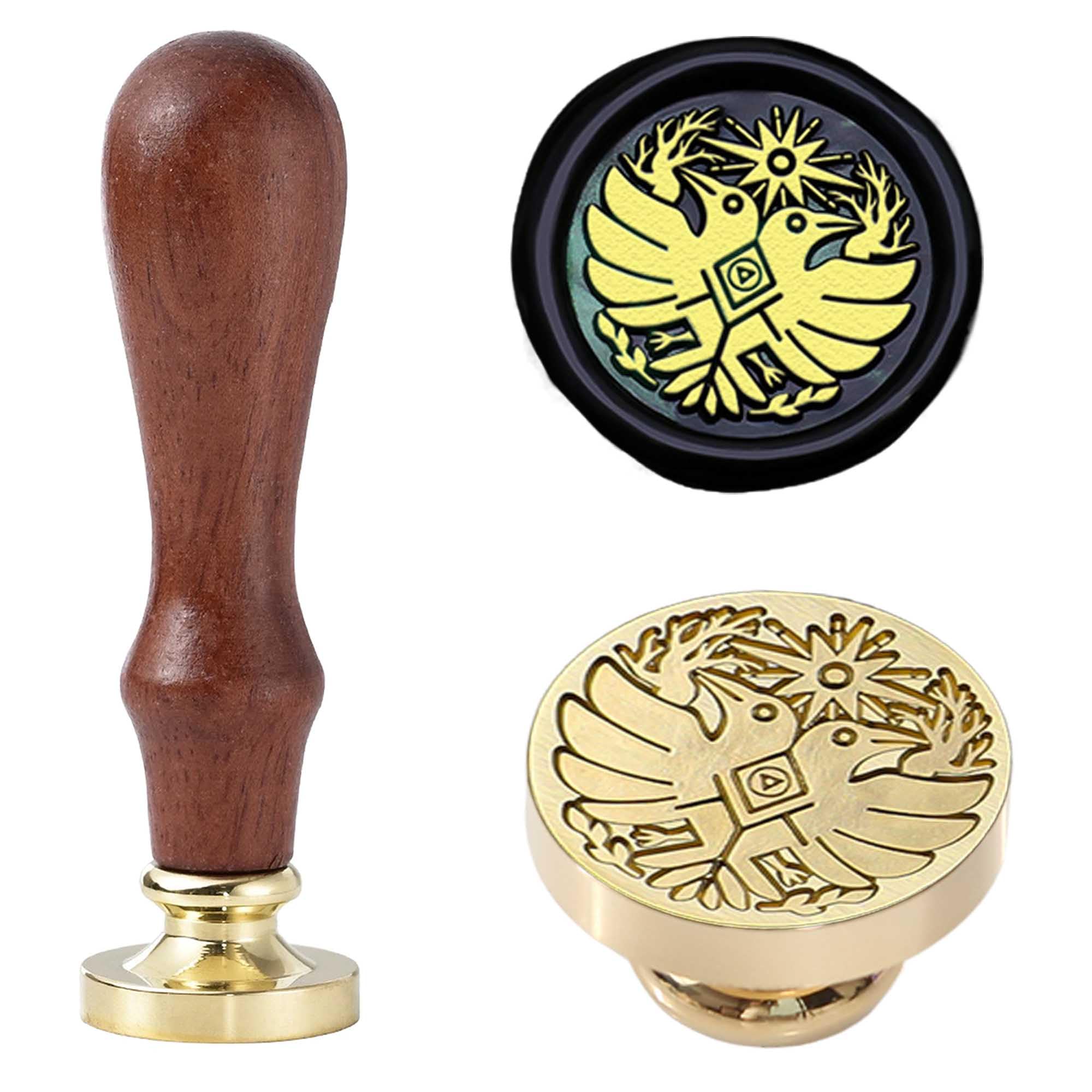 Slavic Double Headed Eagle Wax Seal Stamp - 0.98 inch (25 mm) Removable Brass Sealed Wax Stamp for Envelope Letterheads, Gift Decorations and Craft DIY