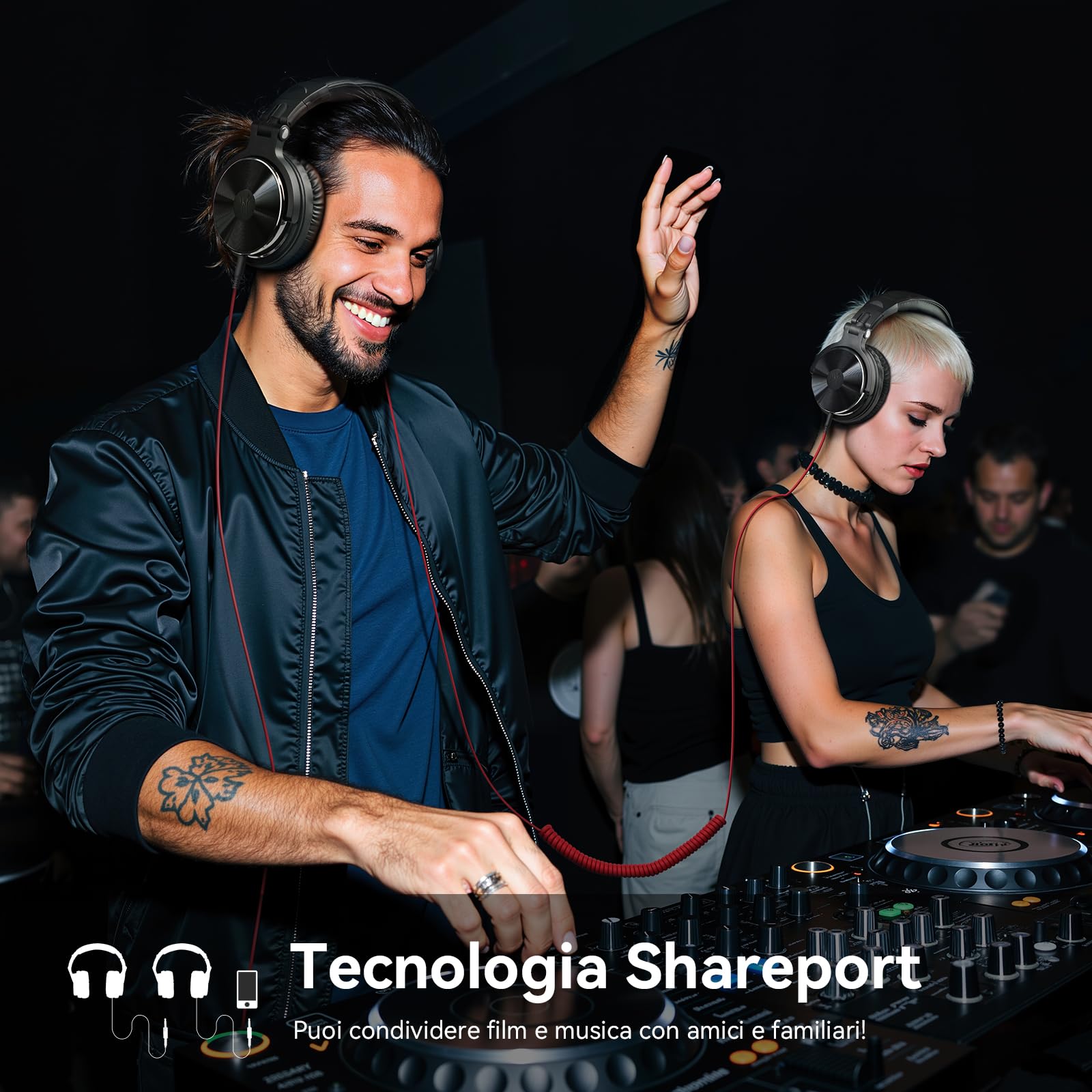 OneOdio Pro 10 Cuffie Over Ear Cablate con Microfono Shareporte Jack 3,5 mm 6,35 mm per Registrazione Mixaggio DJ