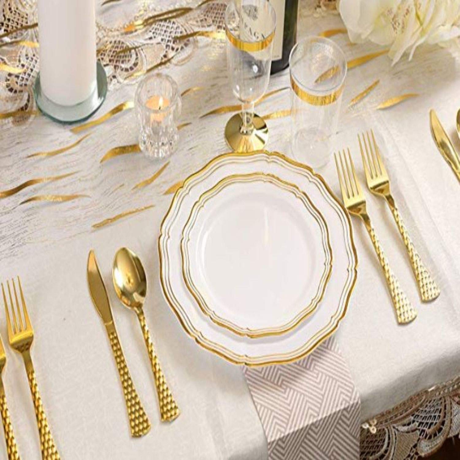 Posate Plastica USA e Getta Oro Rosa 120 Pezzi Decorline