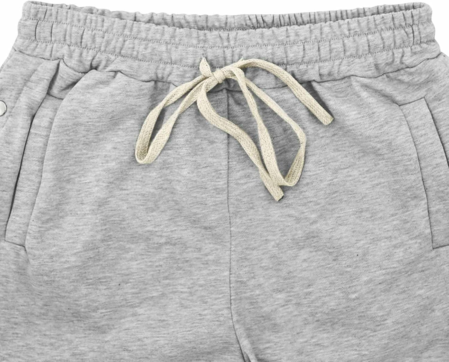 Men's Snap Button Sweatpants Wide Leg Drawstring Pants Casual Print Sports Running Trousers with Pockets