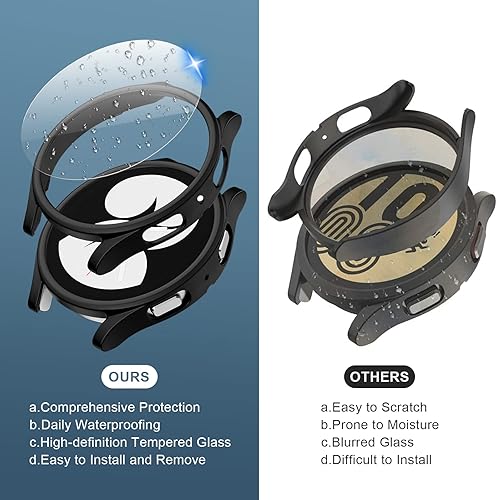 Miniatura 3 de Funda para Samsung Galaxy Watch 5 y Galaxy Watch 4 de 1.73 pulgadas, protector de pantalla de vidrio templado sin burbujas + funda protectora de