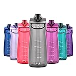 Pogo 64oz Plastic Water Bottle with Leak-Proof Chug Lid and Carry Handle, Reusable, BPA Free, Capacity Markings, Dishwasher Safe, Perfect for Travel, School, Outdoors, and Gym, Grey