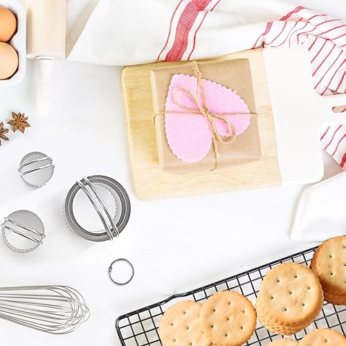 Miniatura 4 de ALLTOP Cortadores redondos de galletas con asa, cortador de galletas circular de acero inoxidable con borde estriado, herramienta esencial de