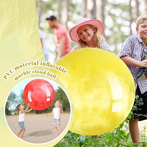 Miniatura 4 de Meooeck 4 Pcs Inflatable Marbleized Big Bouncy Balls Large Rubber Ball Giant Inflatable Ball Inflatable Kickball Giant Beach Balls for Kids and Adult