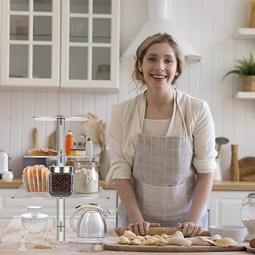 Miniatura 9 de Jusalpha, soporte de acrílico para pastel, cuadrado y resistente, con 4 niveles, torre para exhibir postres, Transparente