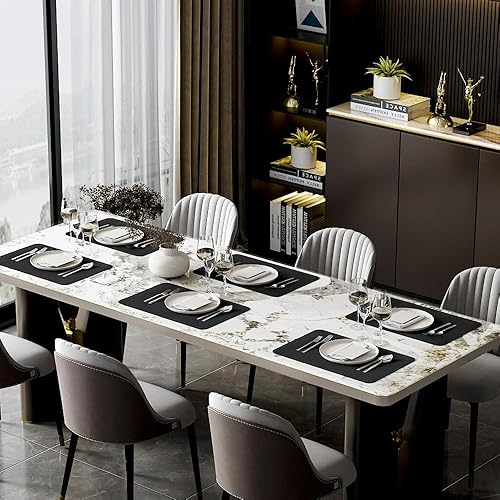 Miniatura 8 de Juego de 8 manteles individuales de PVC resistentes al calor, impermeables, lavables, antideslizantes, fáciles de limpiar, para decoración de mesa