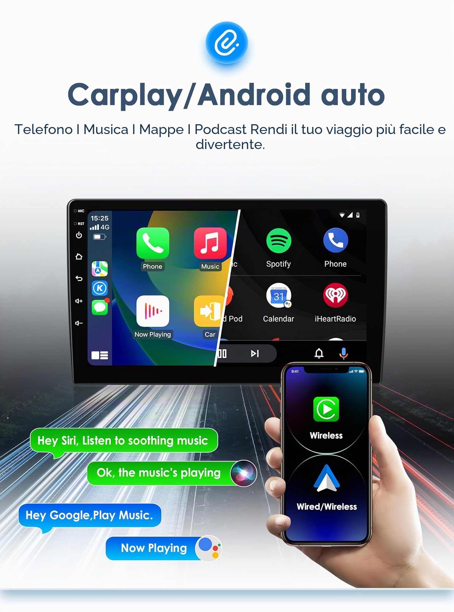 Android 13 autoradio 9 pollici touch screen 8 core 4 GB + 64 GB per Jeep Renegade 2016-2022 WiFi & Bluetooth GPS
