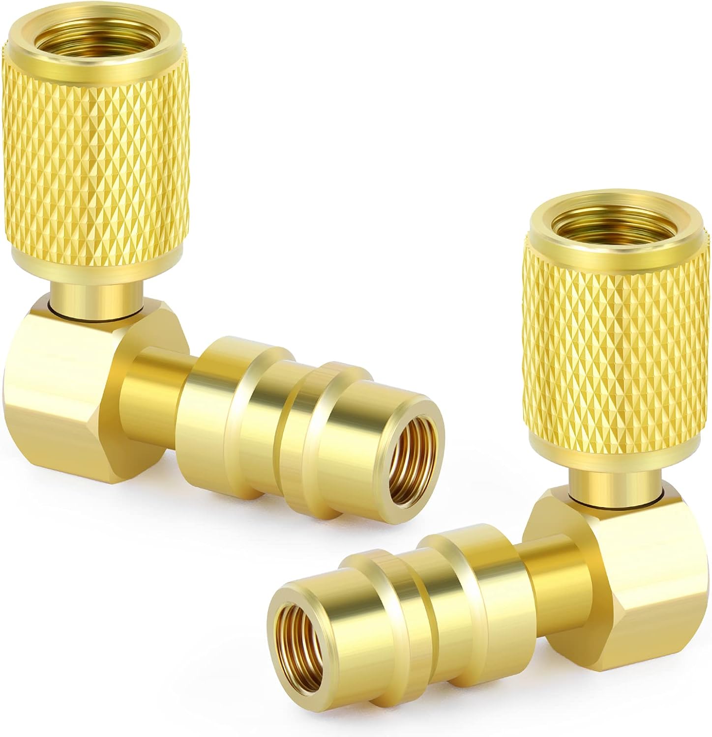 ERGAOBOY 2 Pcs 90 Degree R12 to R134A Low Side AC Fitting Port Retrofit Conversion,fits for Conditioner Refrigerant with 2Pc Caps : Automotive