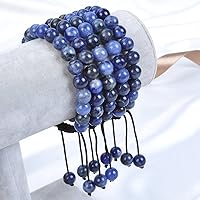 Vista 2 de Massive Beads - Pulsera de cuentas de cristales de macramé con poder curativo natural, unisex, ajustable, 516 pulgadas (8 mm)