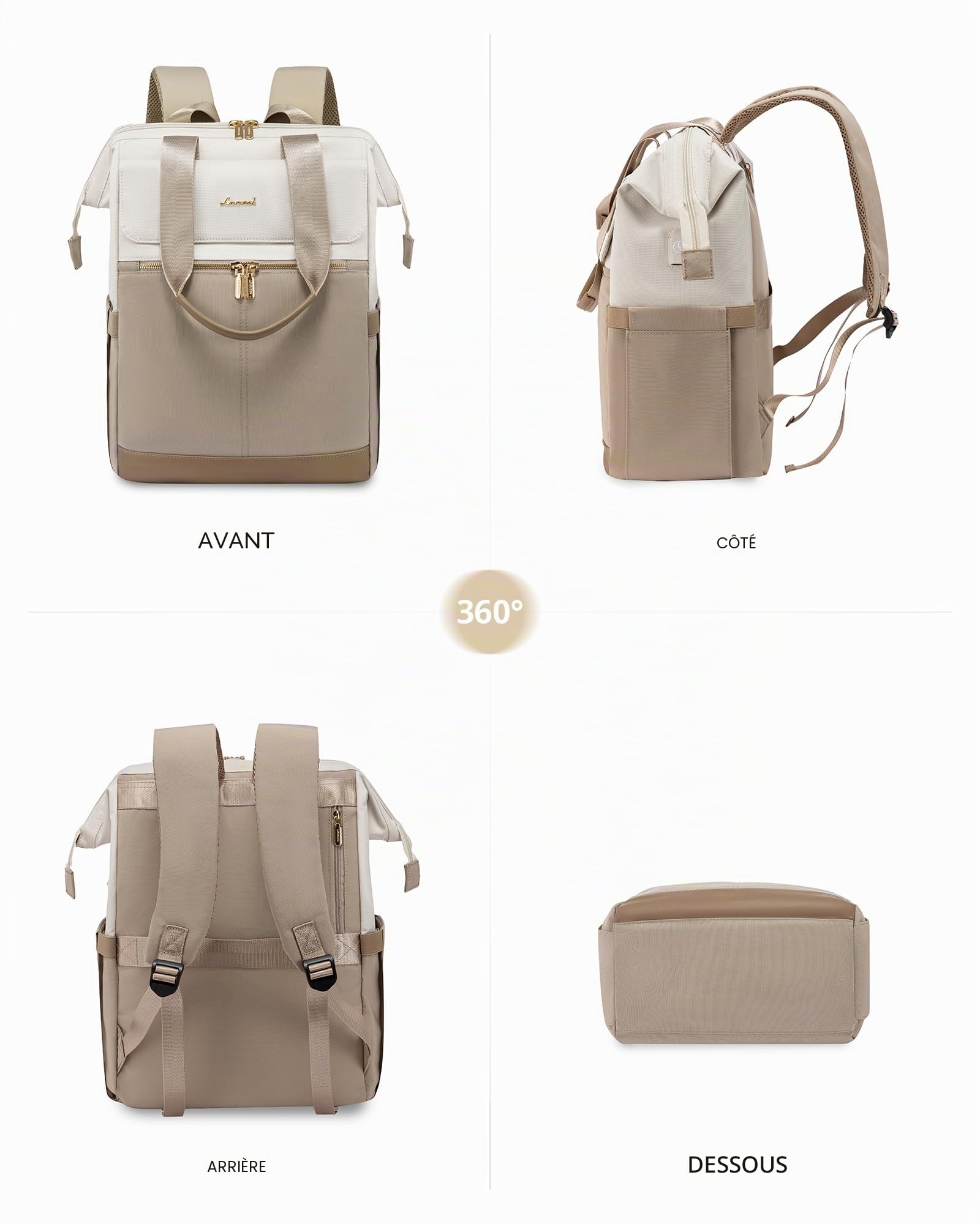 LOVEVOOK 17 Pouces Sac à Dos Ordinateur Portable pour Femme, Antivol et Renforcé de Voyage, pour Travail, College, École - Backpack Leger