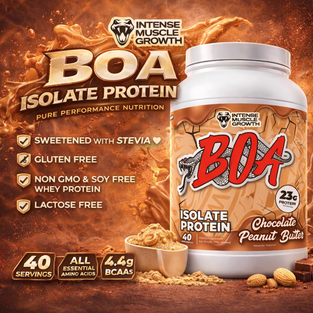 BOA Isolate Protein with Vitamin B6 and Zinc - Low-Sodium Whey Protein Isolate 23g of Protein per Scoop - (Chocolate Peanut Butter - 40 Servings)