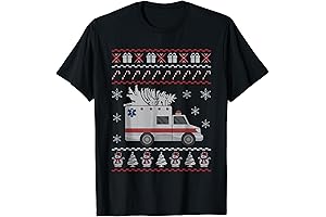 Ambulance Ugly Christmas Pajama Costume EMT Paramedic T-Shirt For Christmas Santa Hat