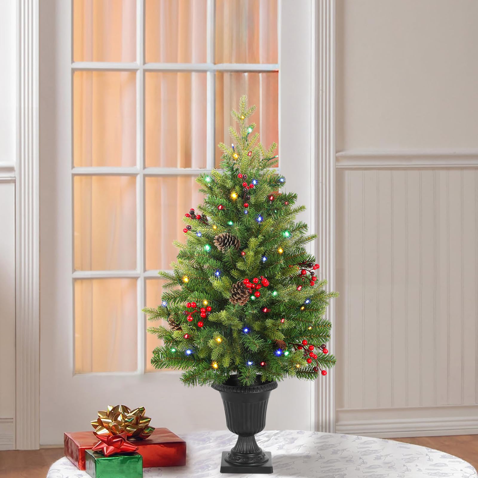 Sapin de Noël artificiel pour table et décoration de porche d'entrée Alupssuc