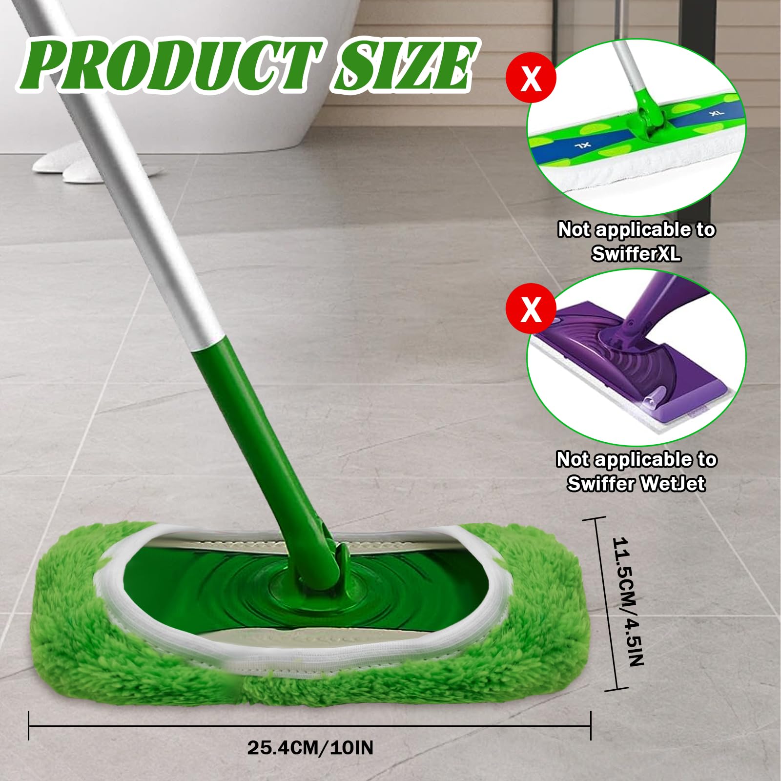 10 Unidades Toallitas de Microfibra para Mopa Swiffer, Paños Recambios de Mopa Lavables Reutilizables Toallitas para Secas y Húmedas