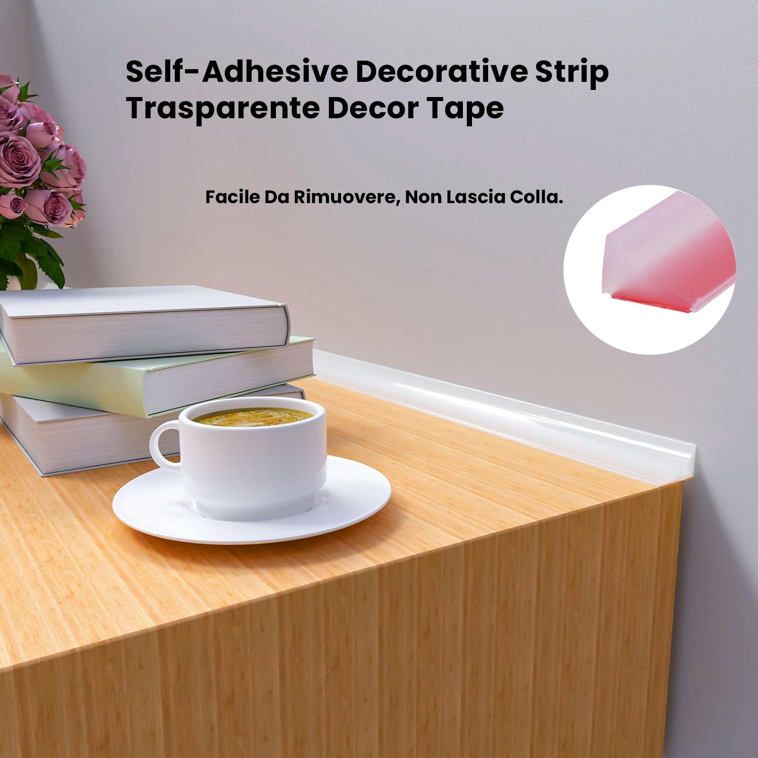 Barriera Doccia Ferma Acqua, Self-Adhesive Decorative Strip Trasparente Decor Tape, per decorare la camera da letto, bagno, la cucina 1.5M Trasparente