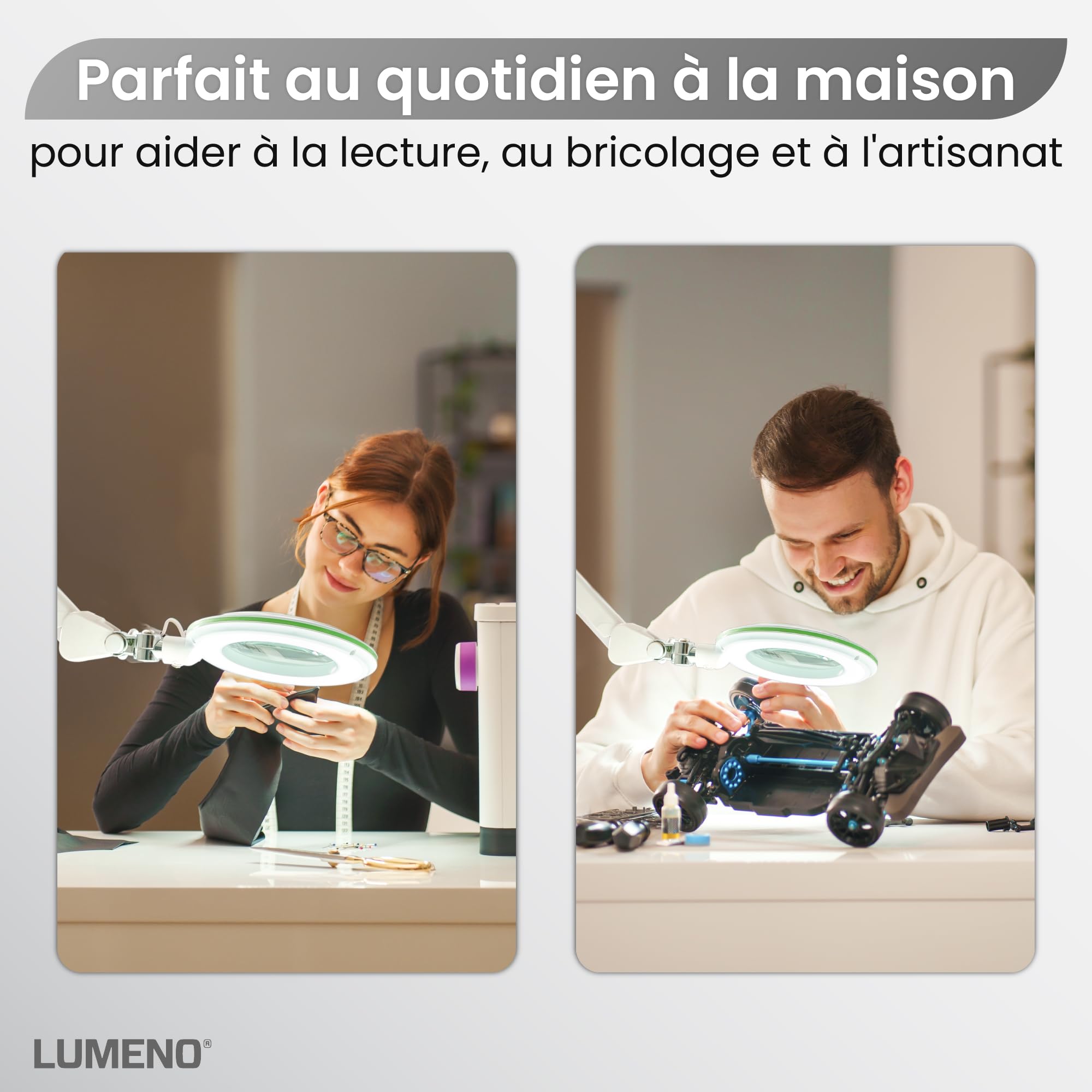 Lampe loupe Lumeno Lambda M, à intensité Variable, avec lentille en Verre cristallin de 127 mm, idéale pour Les Salons de beauté, cabinets médicaux, bricoleurs, l'aide à la Lecture, Vert 5 dioptries