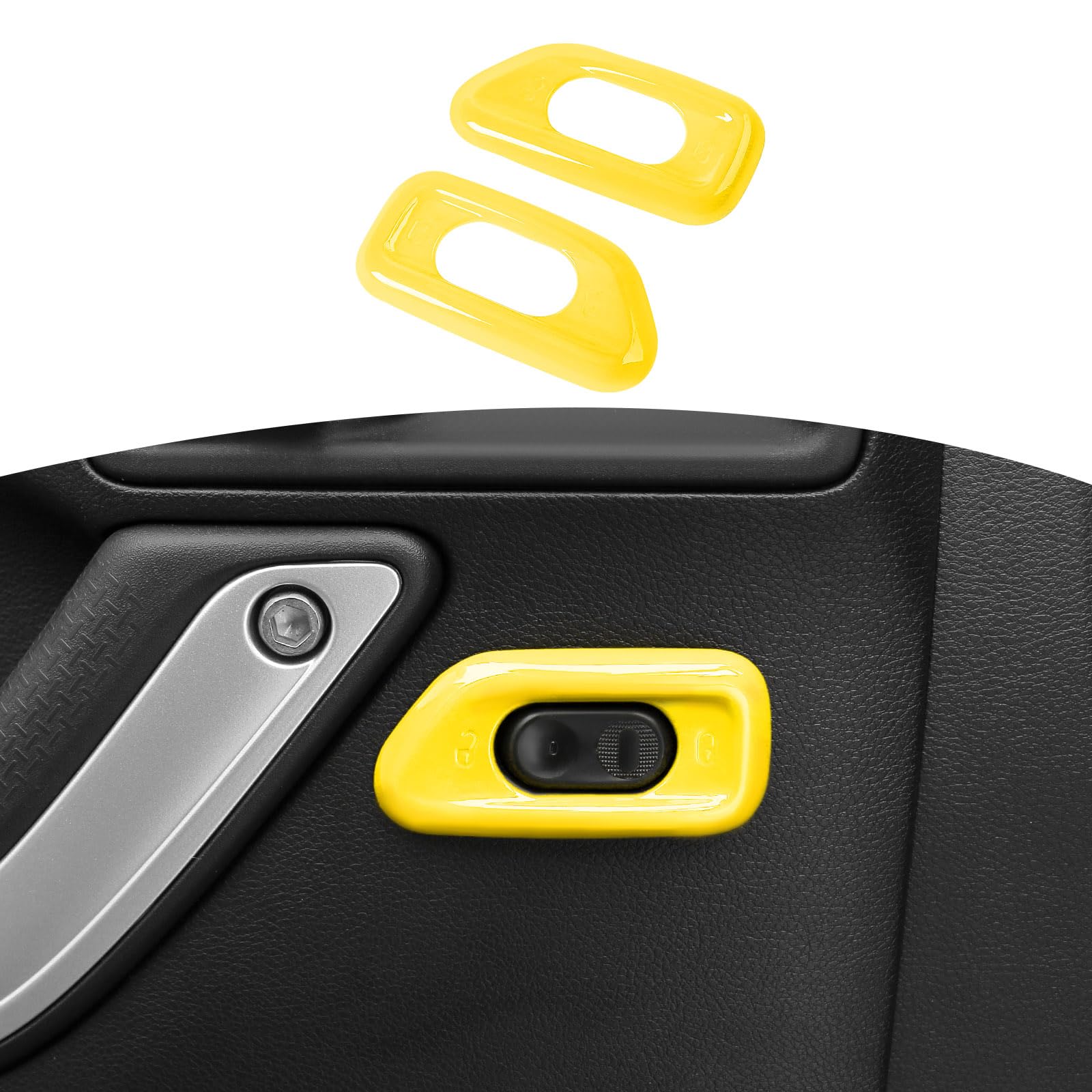 RT-TCZ for Jeep JK Door Lock Switch Cover Trim Bezel Yellow for Jeep Wrangler JK JKU 2011-2017 Yellow Interior Accessories 2pcs