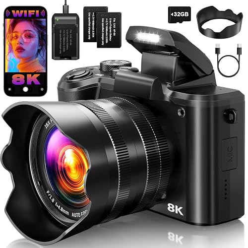 Tecglem 8K Digital Cameras for Photography 2026 Autofocus 88MP WiFi