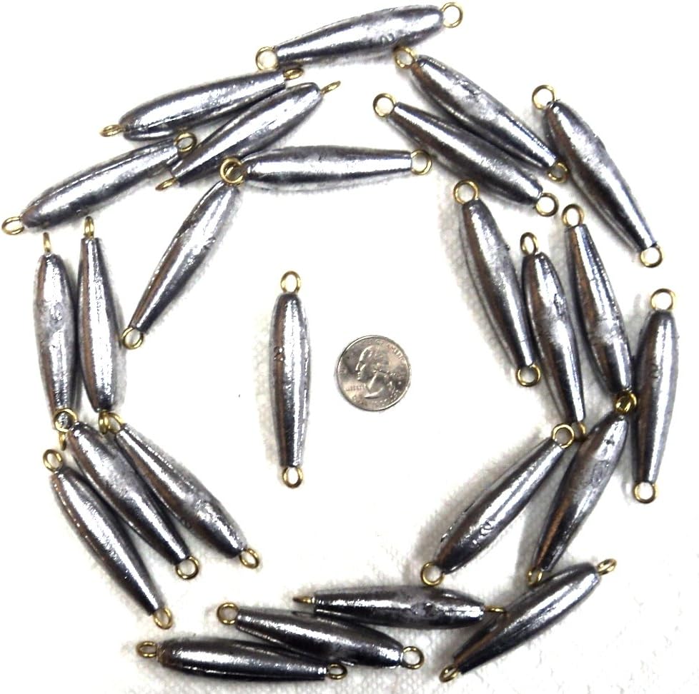 2 oz in Line Trolling (Cigar) Sinkers - 25 Pack - 2 Eyes - Drifting, Trolling, etc. - #ILTS2-25