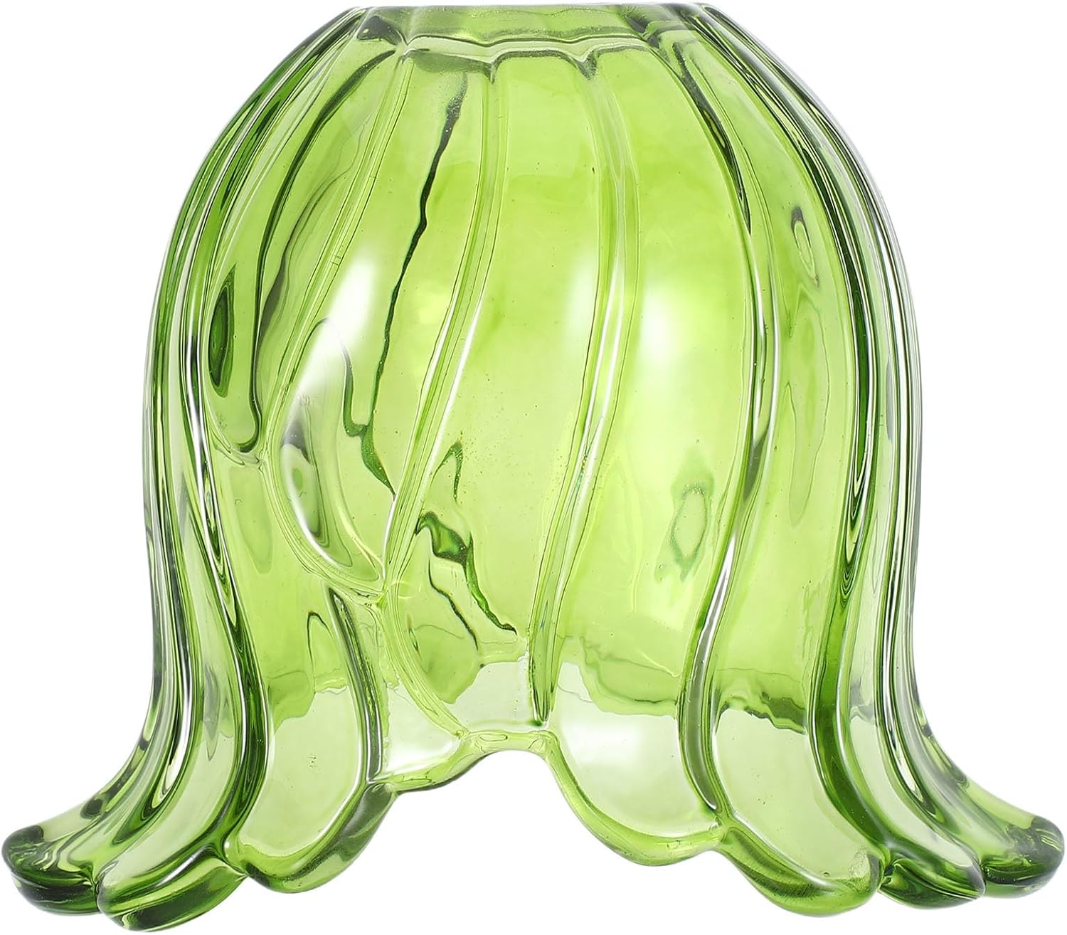 Baluue Green Glass Lamp Shade Replacement, Small Tulip Flower Lampshades for Pendant Light, Wall Sconce, Chandelier, Floor & Table Lamps, Vintage Style Light Covers (1
