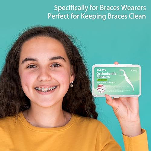 Miniatura 5 de Hilo dental Ortho Double Line - Púas de hilo dental de doble línea, cuidado bucal súper limpio, cómodo, 100 palillos de dientes, las mejores