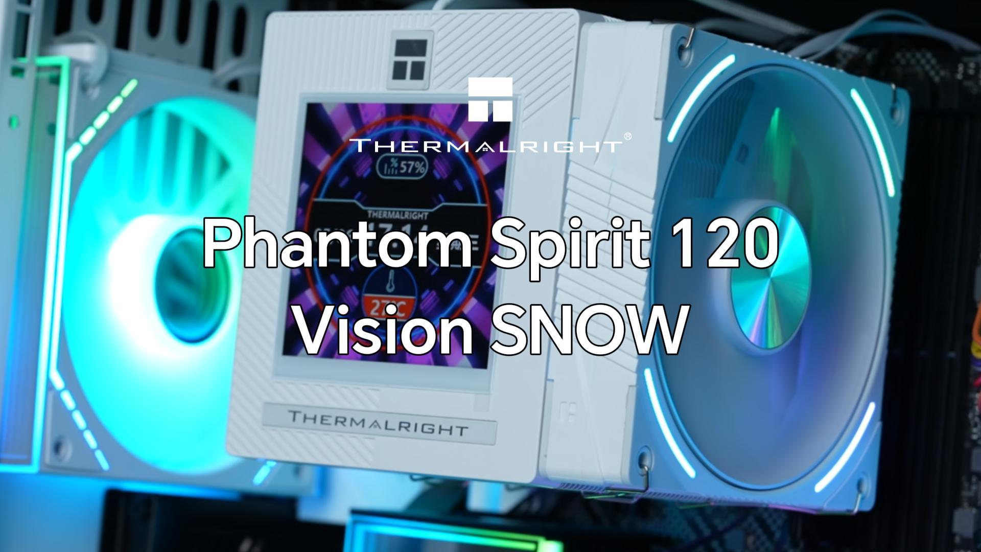 Image of Thermalright Phantom Spirit 120 Vision Snow CPU Cooler, 3.95-Inch IPS LCD Screen, 7 Heat Pipes, 120mm PWM Fan with LCP Blades, 160mm Dual Tower, for Intel LGA1851 /1700 and AMD AM5 /AM4 (White)