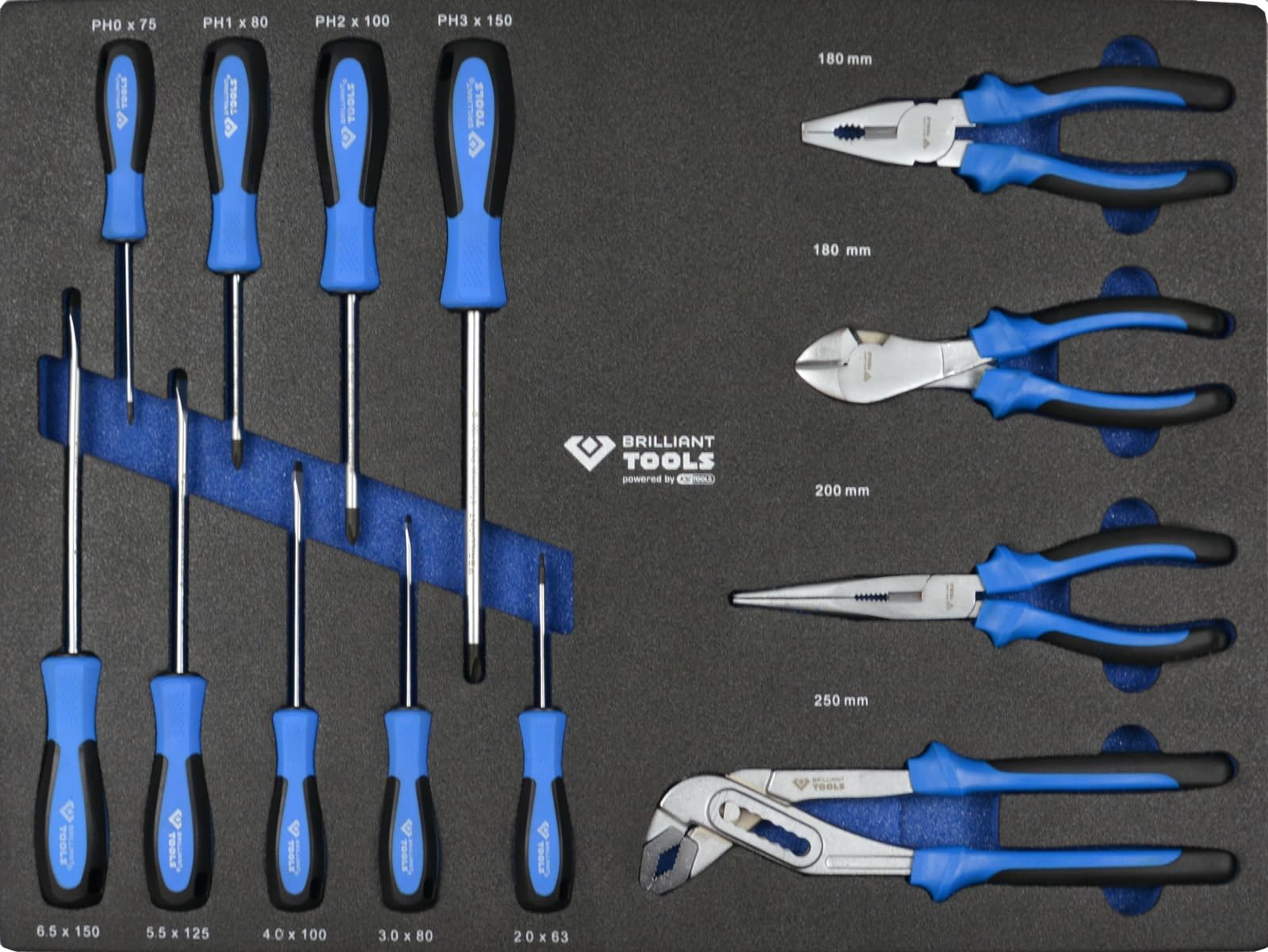 BRILLIANT TOOLS BT153347 Werkstattwagen mit 5 bestückten Schubladen mit 347 Werkzeugen [Powered by KS TOOLS]