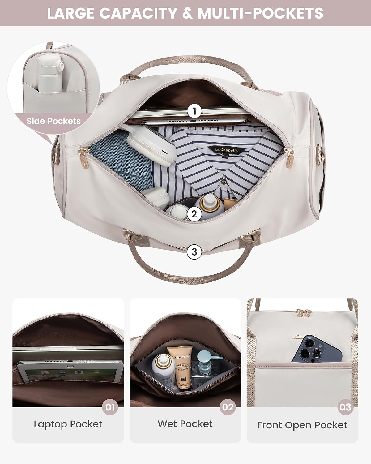 LOVEVOOK Travel Bag,Weekender Bag for Women Travel Duffle Bag with Shoe Compartment,Carry on Overnight Bag with Wet Pocket,Gym Yoga Duffel Bag,Hospital Bags for Labor and Delivery,3 Pcs Set