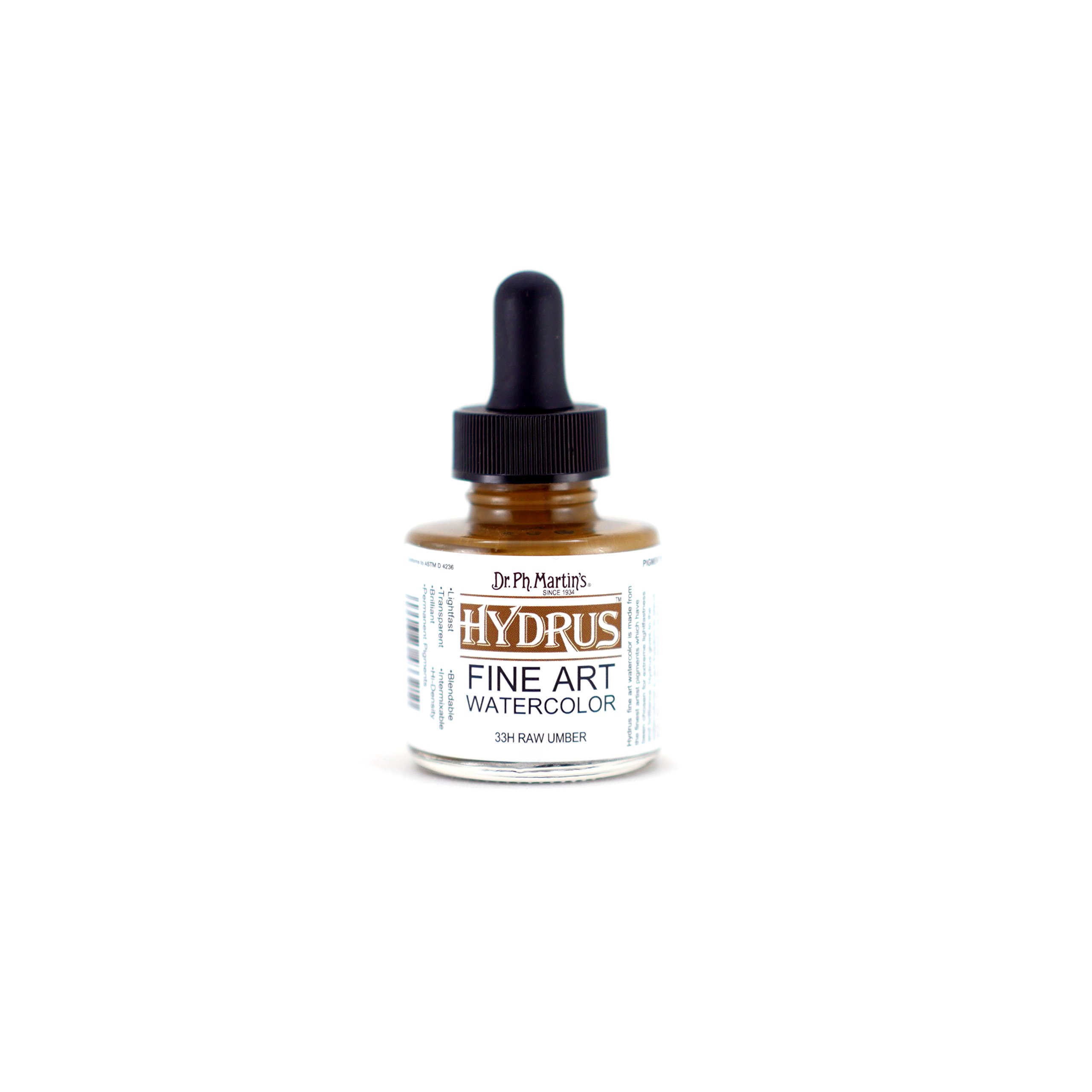 Dr. Ph. Martin's Raw Umber Hydrus Fine Art Watercolor, 1.0 Oz, (33H)