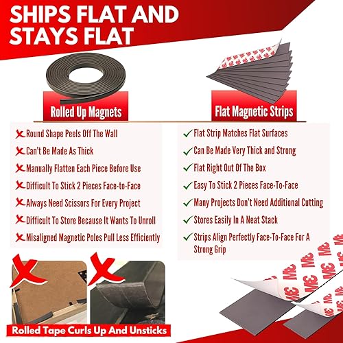 Miniatura 3 de Tiras de cinta magnética con parte trasera adhesiva, imanes adhesivos fuertes 3M para manualidades, láminas magnéticas adhesivas flexibles planas