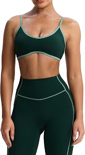 Women's Color Block Workout Sports Bras Fitness Lexi Lined Strappy Bra Athletic Yoga Crop Tank