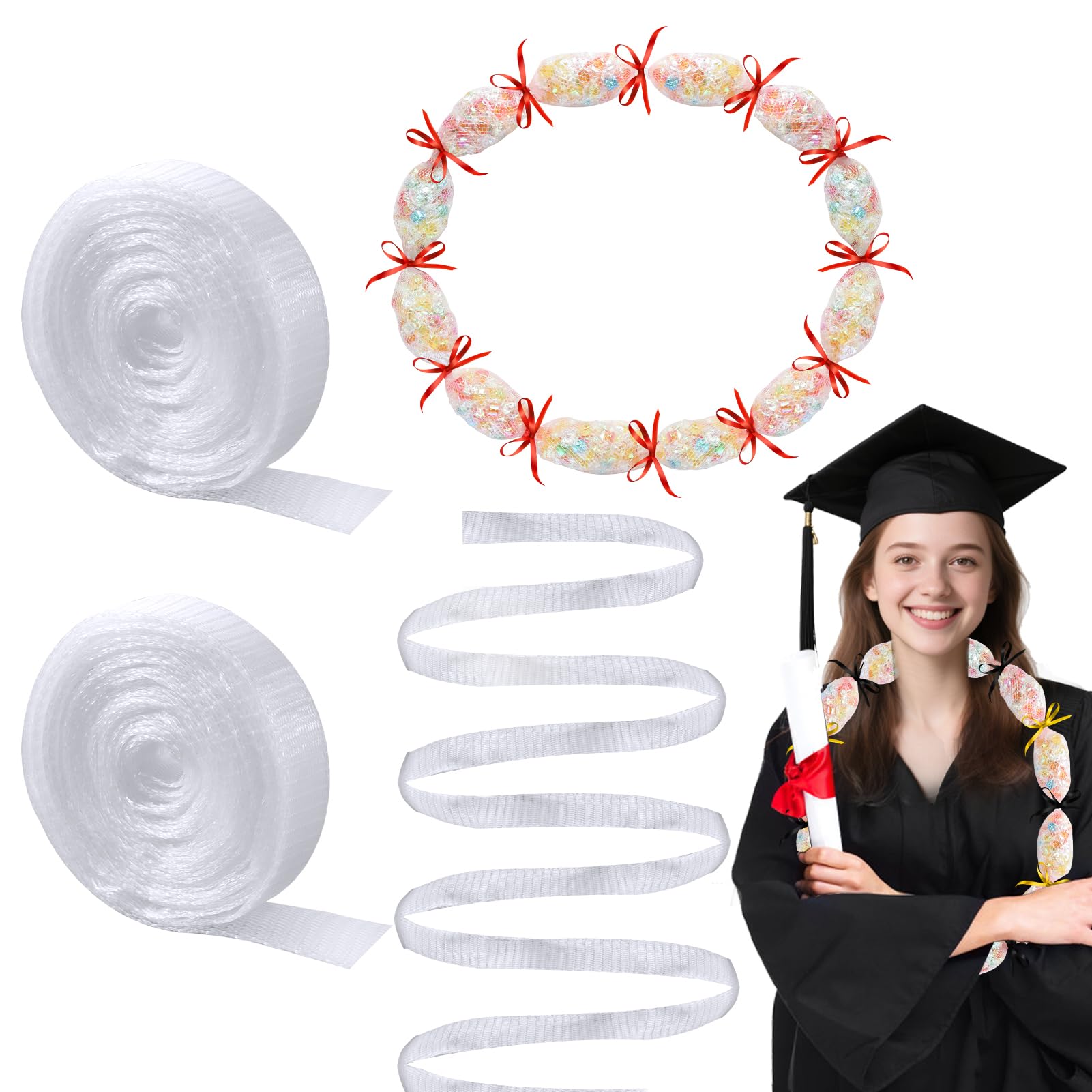 Filet de remise de diplôme en maille transparente pour bonbons lot de 2 rouleaux 80m