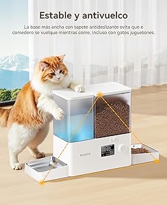 Rojeco 36Cups/8.5L Pet Automatic Cat Feeder and Gravity Water Dispenser,Stainless Steel Bowls 2-in-1 Set Large Capacity 5L Food Feeder and 3.5L Water Fountain for Cats,Pets,Small Dogs,Puppies,Kittens