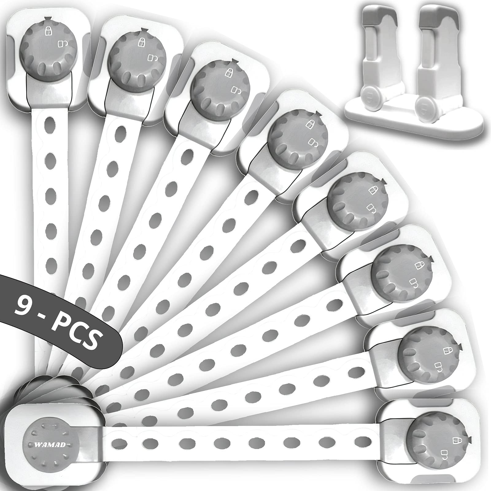 WAMAD Child Safety Latch For Cabinet and Door Lock (9-pcs)