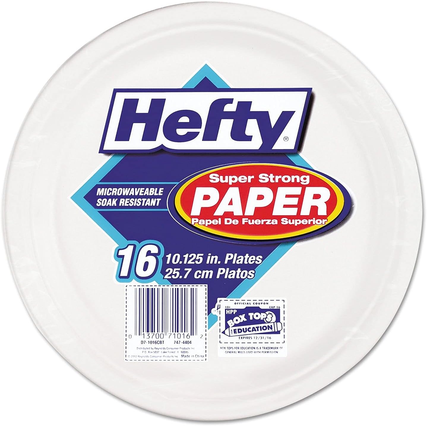 Hefty D71016PK Super Strong Paper Dinnerware, 10 1/8-Inch Plate, Bagasse, 16/Pack (D710160CBT)