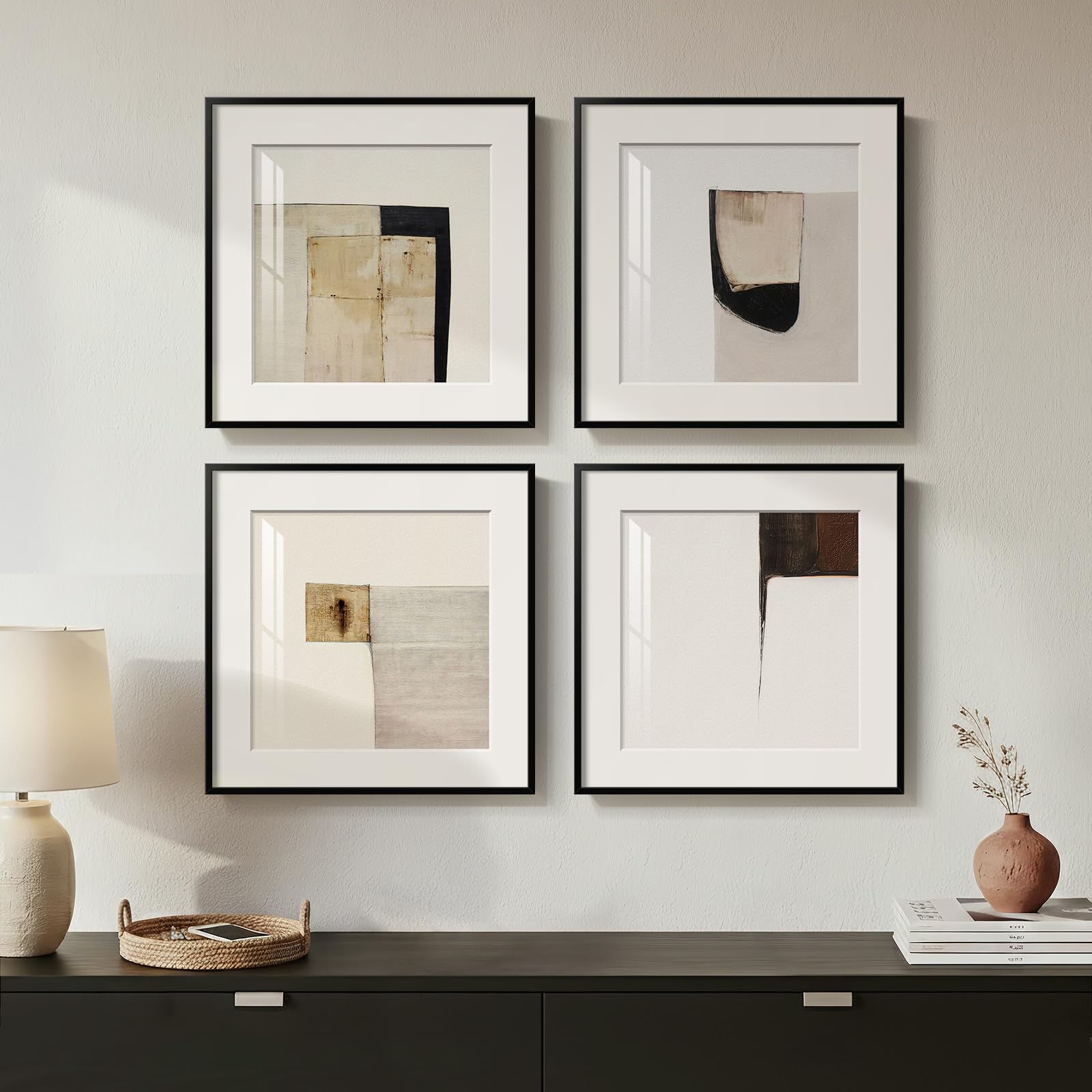 Photo 1 of mxart 4pc Neutral Abstract Wall Art Set