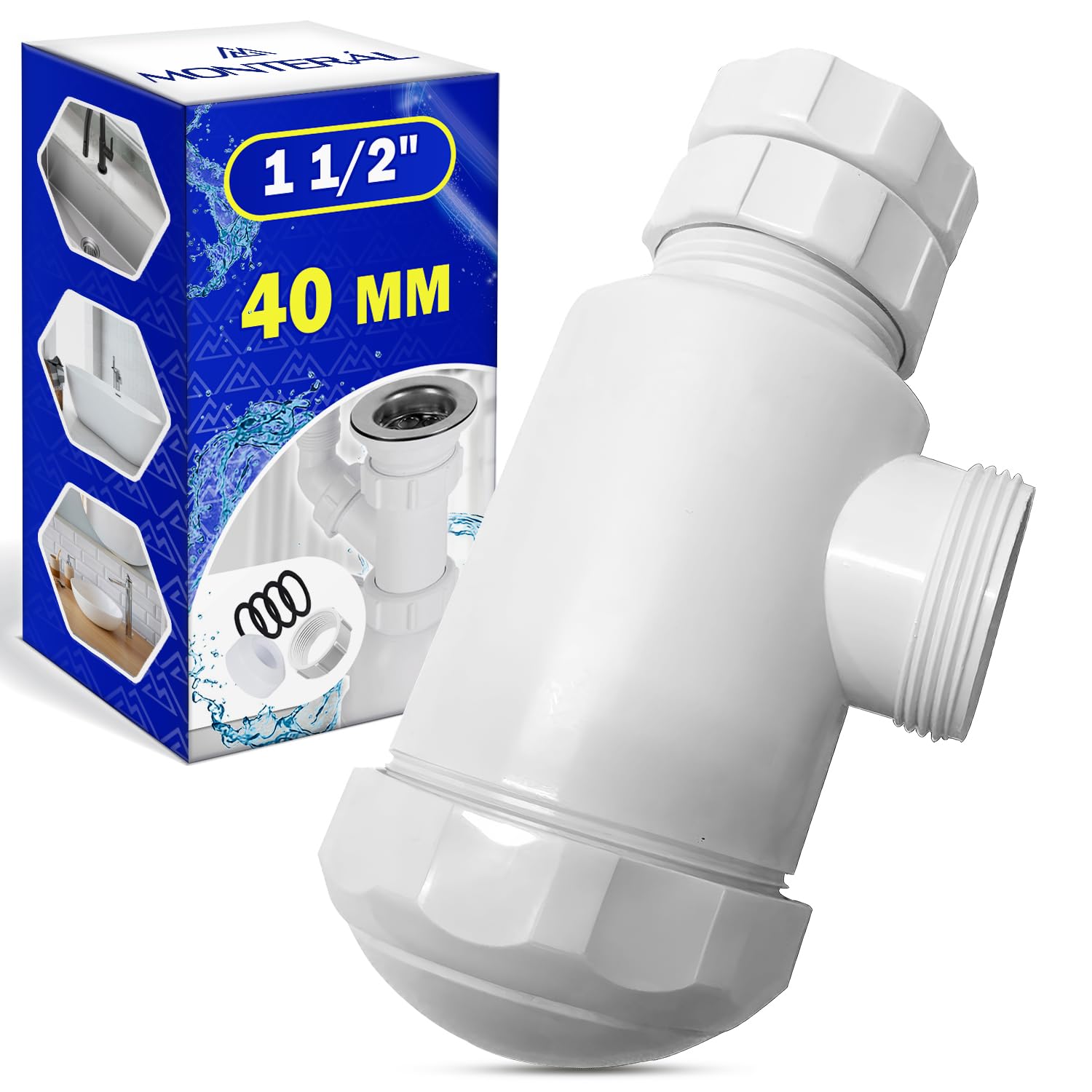 Siphon Lavabo 1 1/2" 40 mm en Polypropylène - Garantie de 10 Ans - MONTERAL
