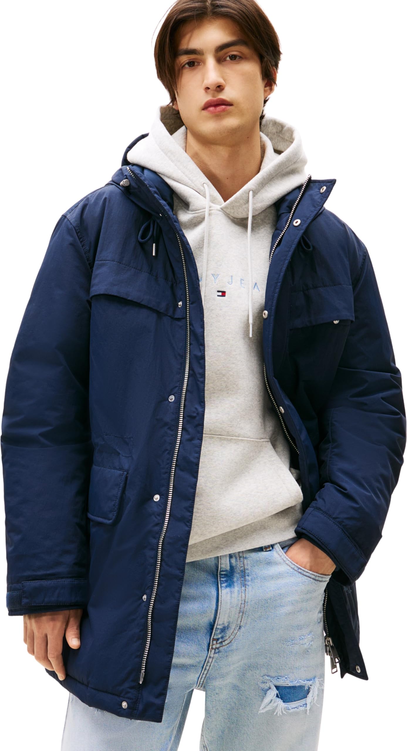 Tommy Jeans Men's TJM City Ready Parka Dm0Dm22251 Coat, Blue (Dark Night Navy), XL