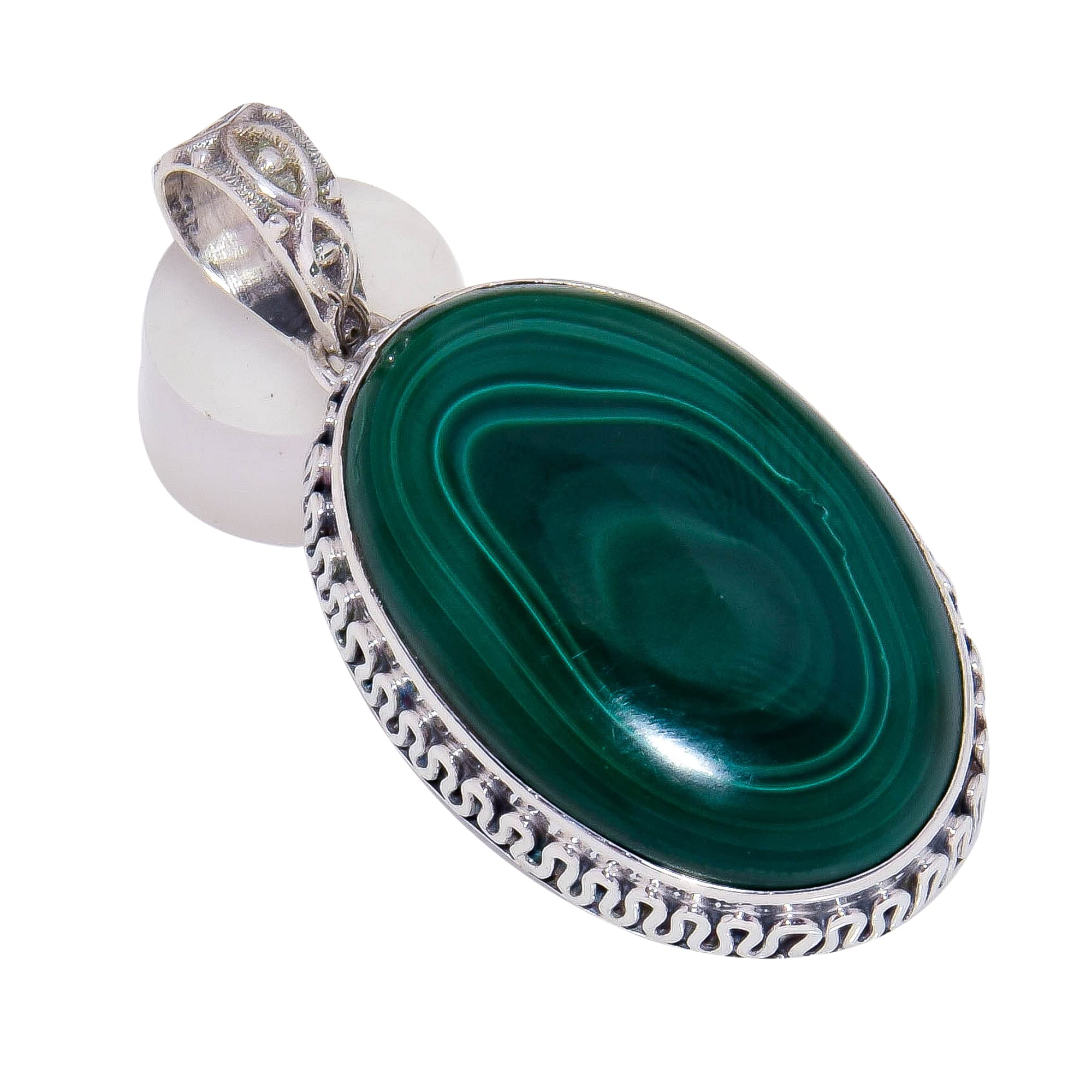 Ryte Style Women's 925 Sterling Silver Malachite Stylish Pendant (Green)-image-30