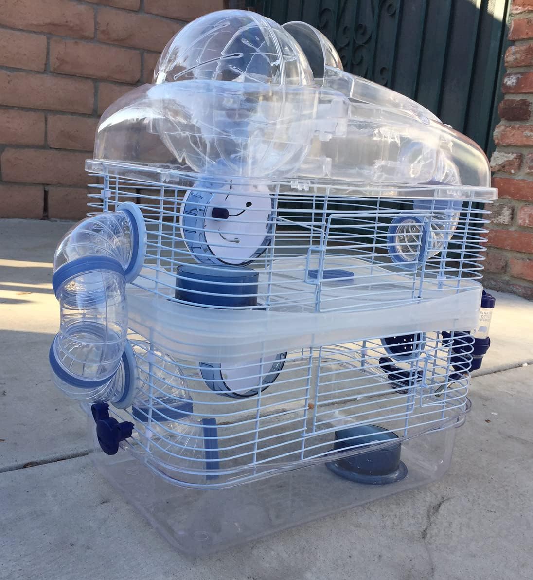 Acrylic Sparkle Expansible and Customizable 3-Levels Habitat Hamster Rodent Gerbil Mouse Mice Cage with Top Lookout Level and Large 6" Exercise Running Ball Clear Transparent