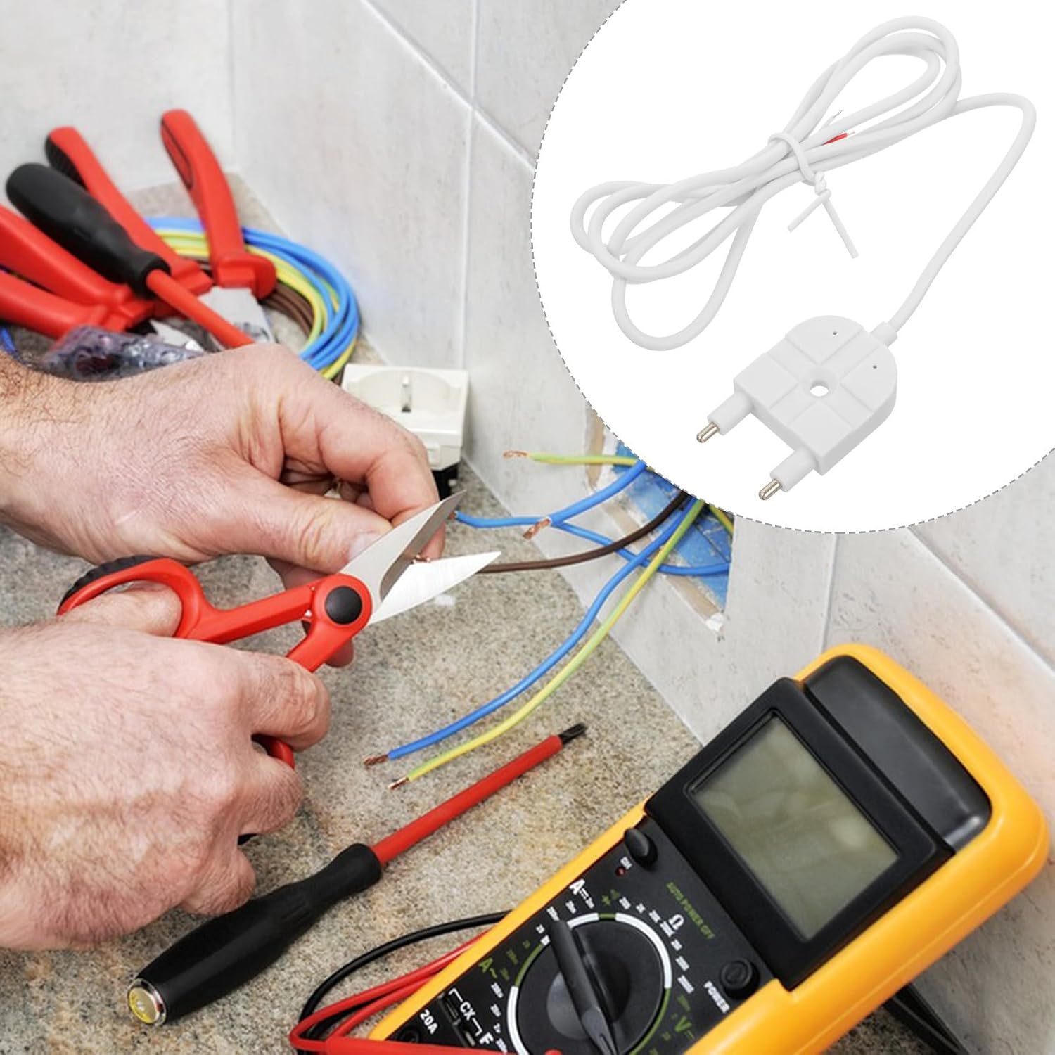 MAGICLULU Reusable Water Leak Detection Probe with Long Cord, Reliable Plastic Water Sensor Probe Tool for Home and Appliances Leak Monitoring