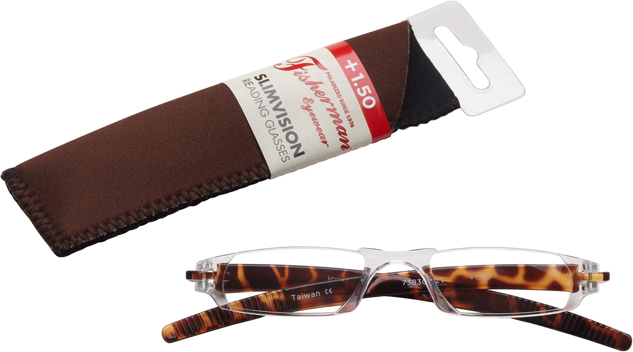 Fisherman Eyewear Slim Vision Rimless Reading Glasses, Tortoise