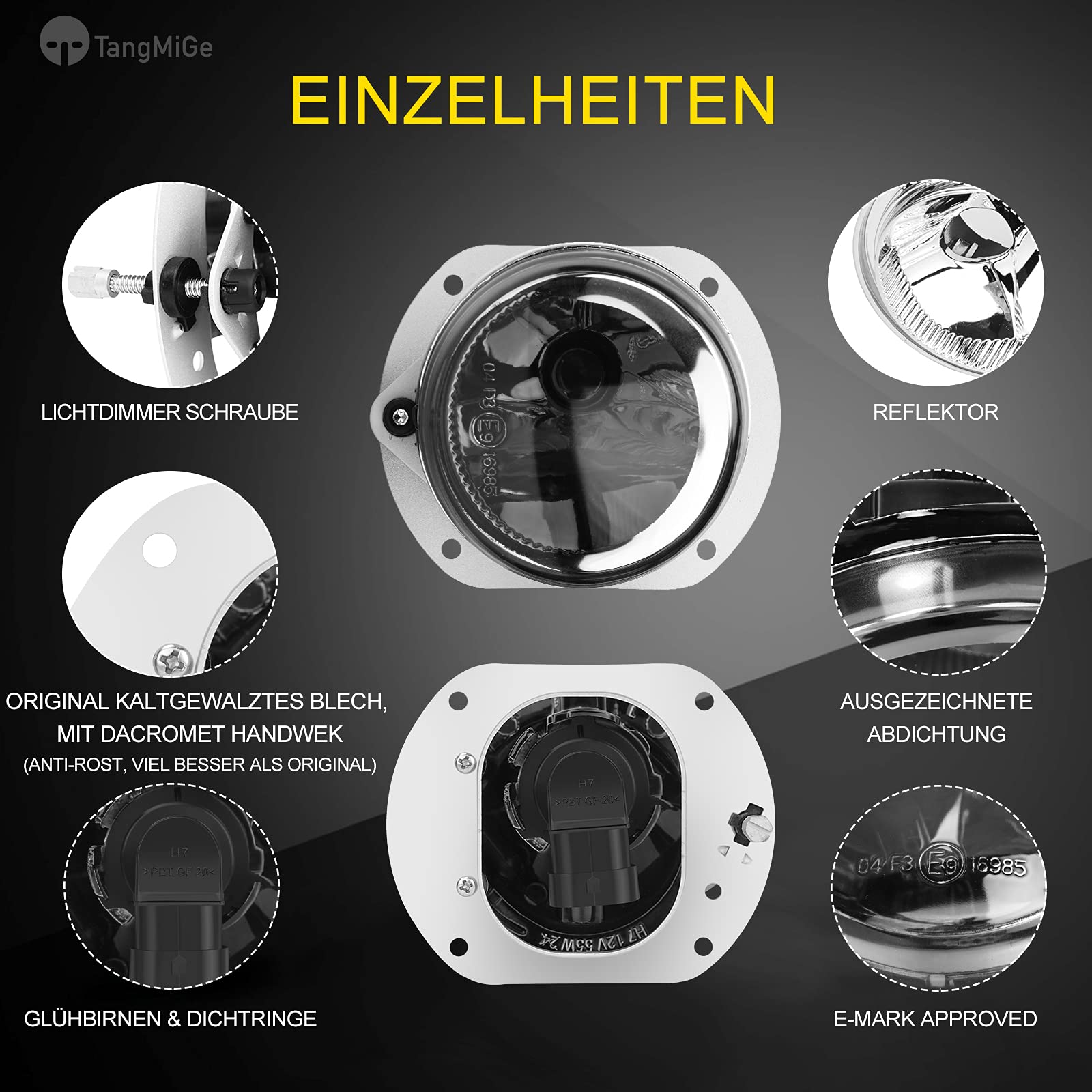 TangMiGe Fendinebbia compatibile con Mercedes Benz W164 W251 V251 R230 C209 C216 A209 S204 W204 W211, (Classe C CLK E M R S SL), 2002-2014, adatto solo per paraurti pacchetto AMG (Fumo Nero)
