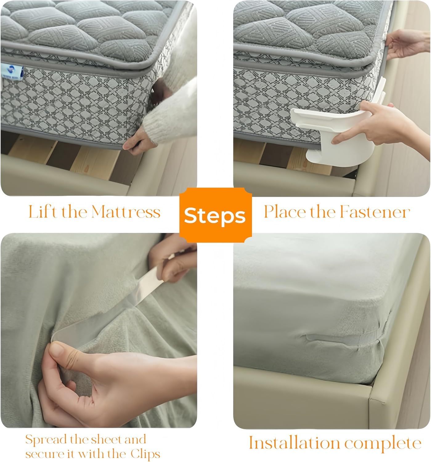 Pipihome Ferma Lenzuola con Strisce di Blocco, Ferma Lenzuola x Angoli, per Materasso per Tutte Le Dimensioni, Biancheria da Letto (4pcs)