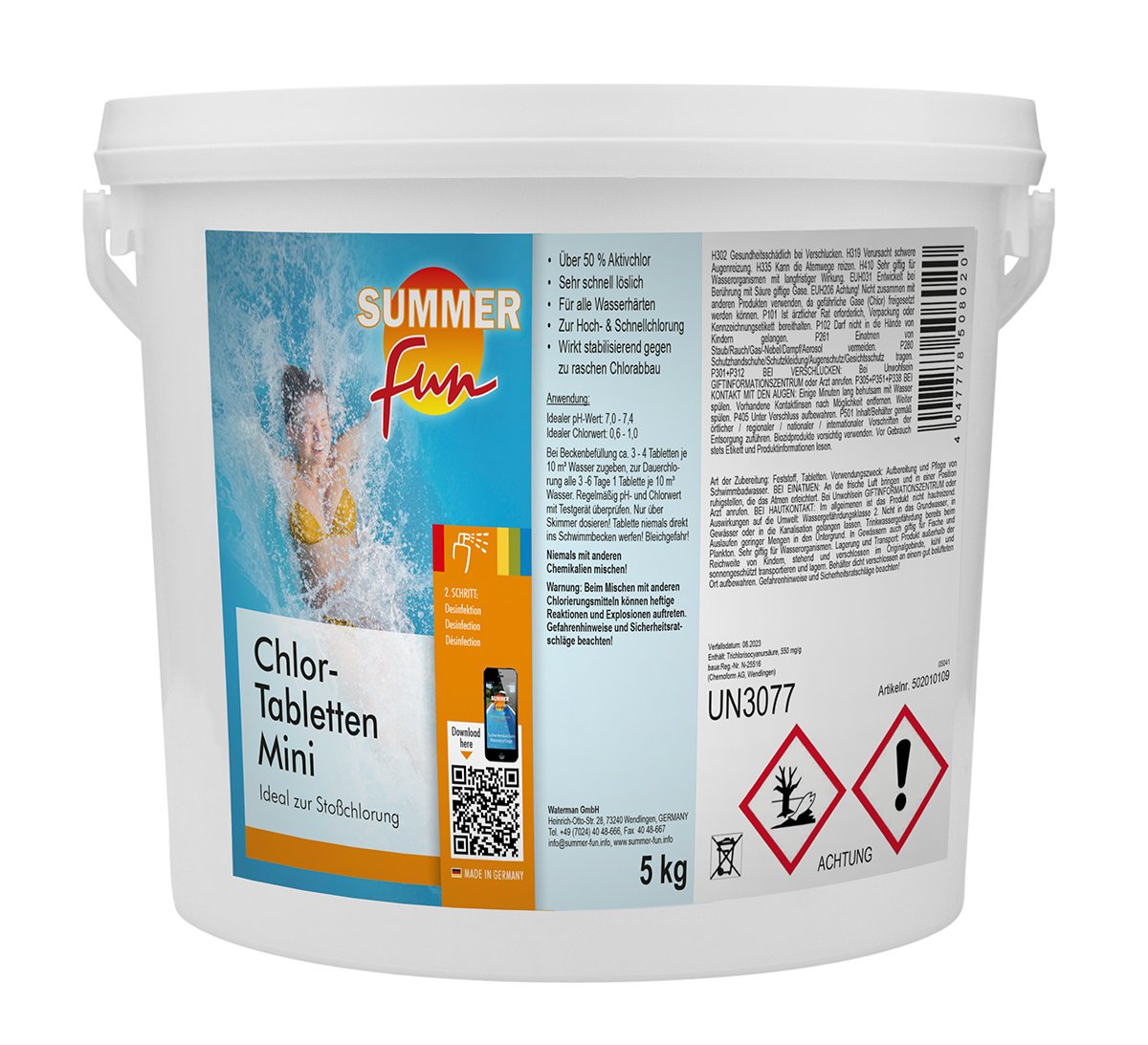 Summer Fun 502010109 Chlor - Tabletten Mini 5 kg Eimer
