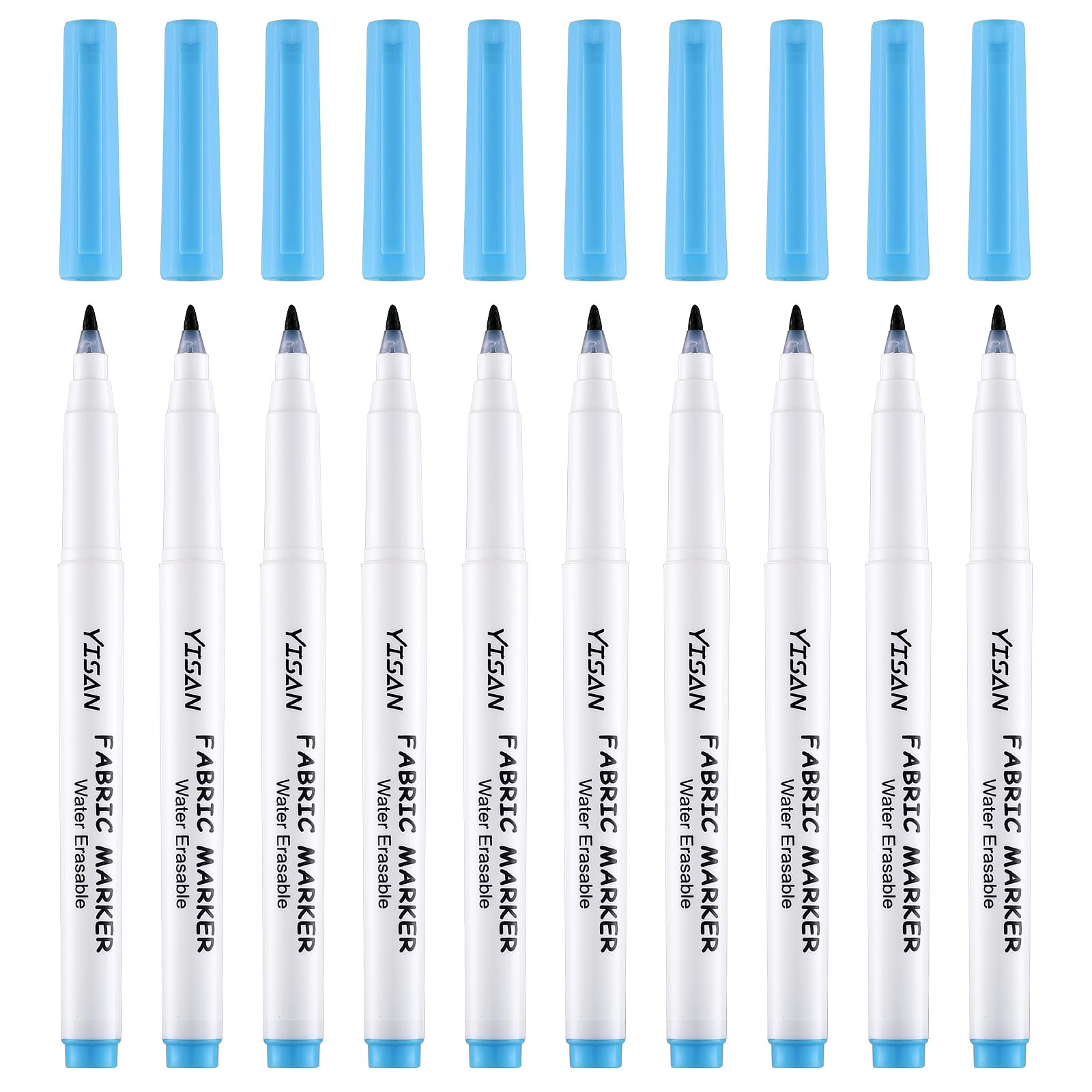 YISAN 10 Pack Blauwe Stof Markers, Wateroplosbaar & Uitwisbaar