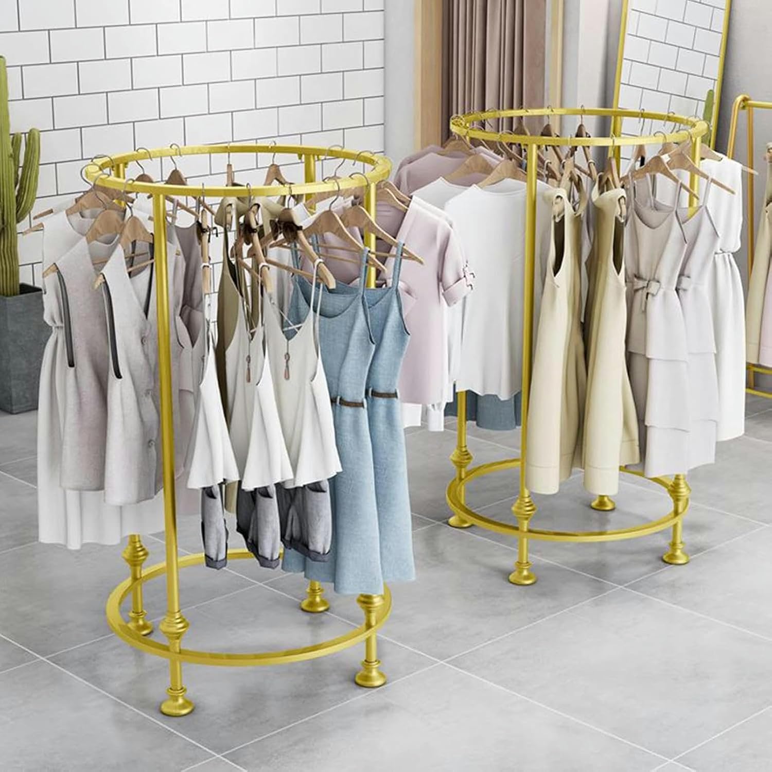 Heavy Duty Clothing Rack Garment Hanging Bar with Commercial Display and Floor Standing Metal Retail Stand Modern Closet Organizer, Multi Purpose Storage Solution image 3