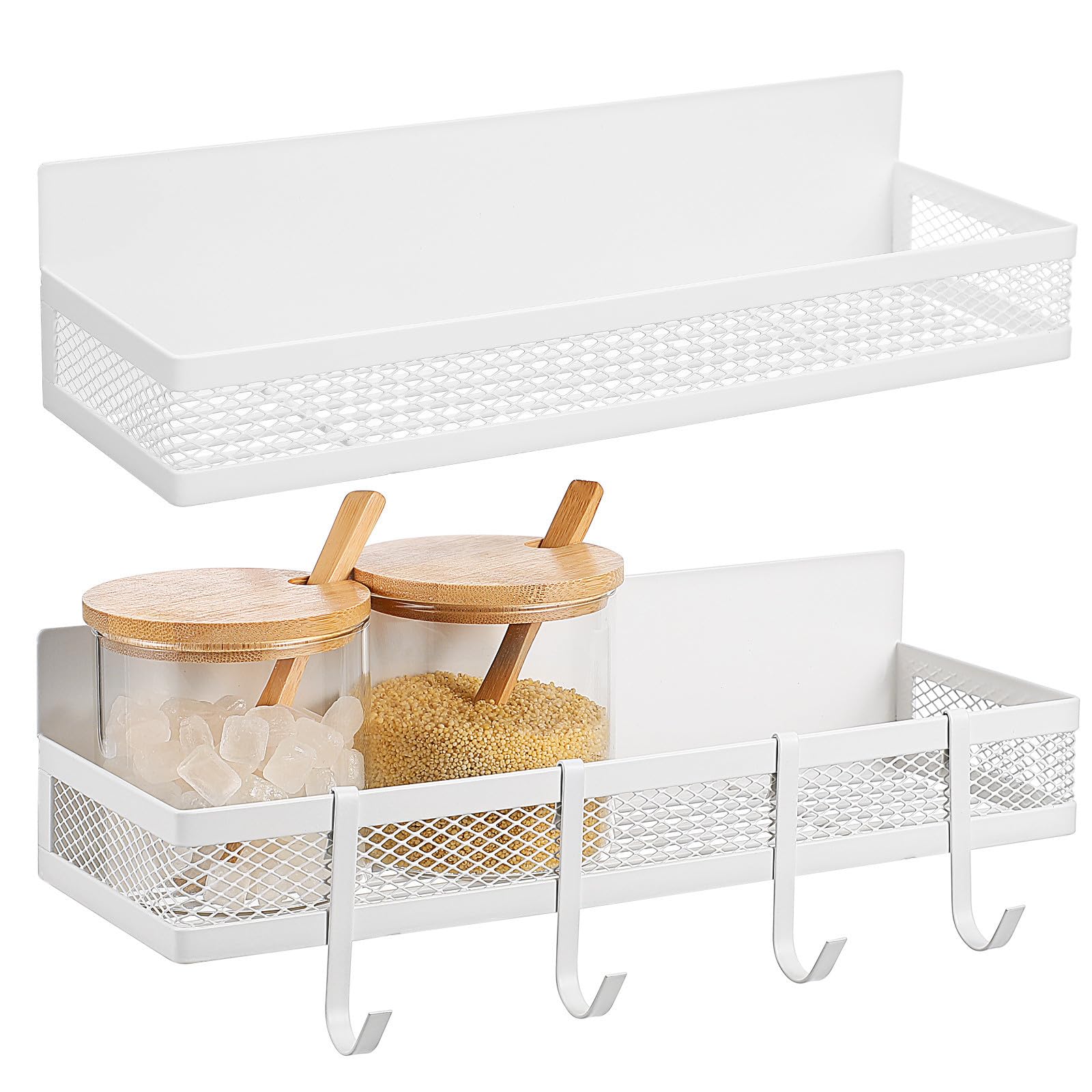 Étagère magnétique blanche cuisine rangement amovible acier carbone pour frigo lot de 2