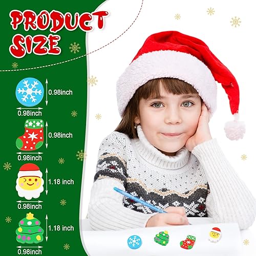 Miniatura 2 de Surtido de mini borradores de Navidad, árbol de Navidad, Papá Noel, muñeco de nieve, borradores de animales, divertidos borradores para estudiantes,